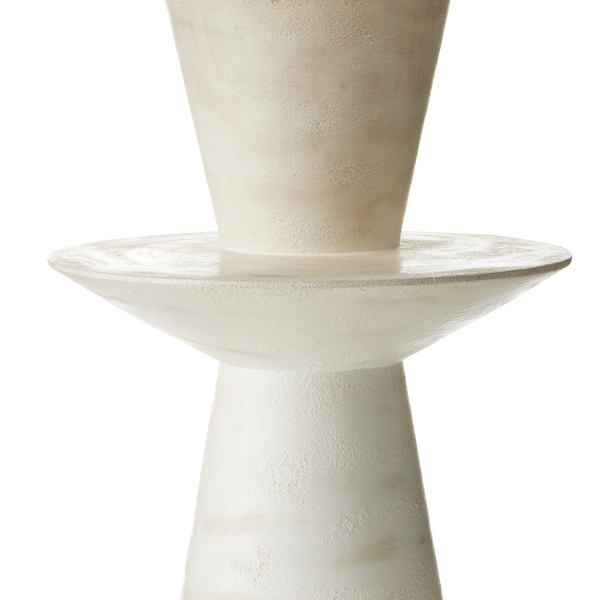 Cantata White Table Lamp - Mid-Century Modern Design with Distressed Finish & Linen Shade Elegance