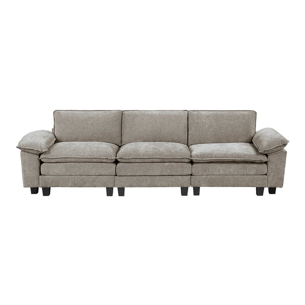 English Elm Modern Sofa Plush Chenille Comfort with High-Density Foam & Pocket Coils, Reversible Cushions, Durable Frame Brown Gray,Pewter 34.5 L x 29 W x 8.5 H B011S01814