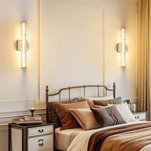 English Elm 19.7'' Gold Wall Sconces Set of 2 - LED 12W K9 Crystal Iron Vanity Lights Dimmable 3000-6500K Warm/Cool W2312P394337