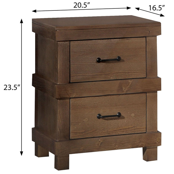 English Elm Antique Rustic Oak Nightstand with Felt-Lined Top Drawer, 2 Spacious Drawers, Farmhouse Charm Storage B062P186506