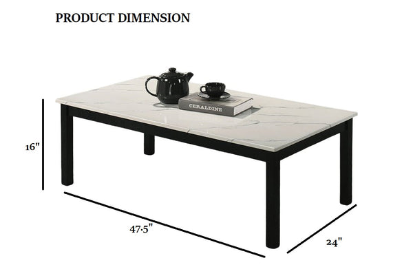 English Elm Contemporary 3-Piece Table Set With Faux Marble Top - Elegant Coffee & End Tables For Modern Living B2741P391800