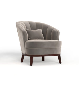 English Elm 1pc Barrel Accent Chair Channel-tufted Velvet Upholstery Mid-century Bedroom Lounge Seat Grey B011P479016