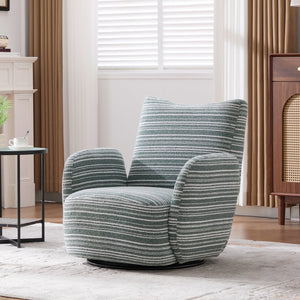 English Elm Modern Boucle 360° Swivel Leisure Chair with High‑Resilience Sponge, Supportive Curve, 550lb Capacity Mint Green W395P355484