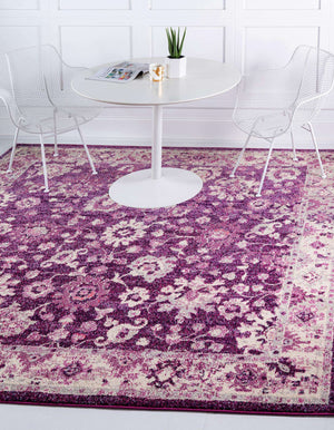 Unique Loom Penrose Krystle Machine Made Floral Rug Purple, Ivory/Pink 7' 10" x 7' 10"