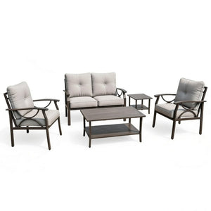 English Elm 5-piece Outdoor Steel Conversation Set with Thick Foam Cushions for Patio or Deck Gray B082S00127
