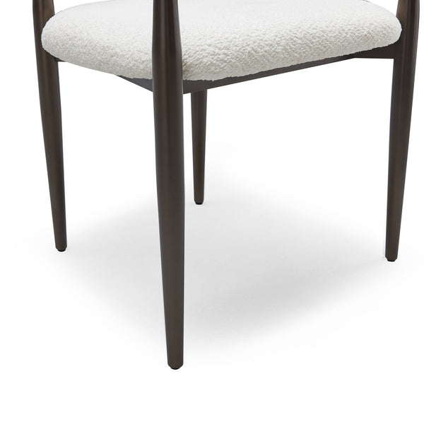 English Elm Christopher Knight Home® - Low Back Upholstered Dining Chair with Gold-Trim Iron Frame, Curved Open Backrest, Plush Comfort White+Gold N771P249346J