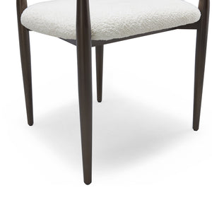 English Elm Dining Arm Chairs Set of 2 Gold Accent Iron Frame Upholstered Modern Minimalist White+Gold N771P392272J