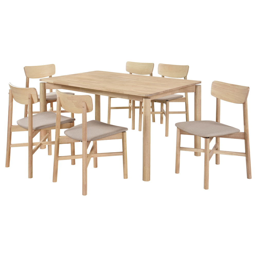 English Elm Perkins Rectangular Dining Set with Embossed Detail and Upholstered Chairs for Four B062S01628