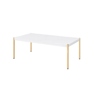 English Elm Otrac Elegant White & Gold Coffee Table Set – Minimalist Metal Tube Legs, 53mm Wooden Top, 16" Clearance B2726P288769