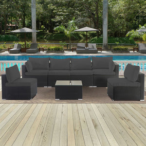 English Elm Cushion Covers 14Pc Set for 7-Piece Wicker Sectional Sofa Outdoor Slipcovers with Zippers Non-Slip Protection Grey W419P295492
