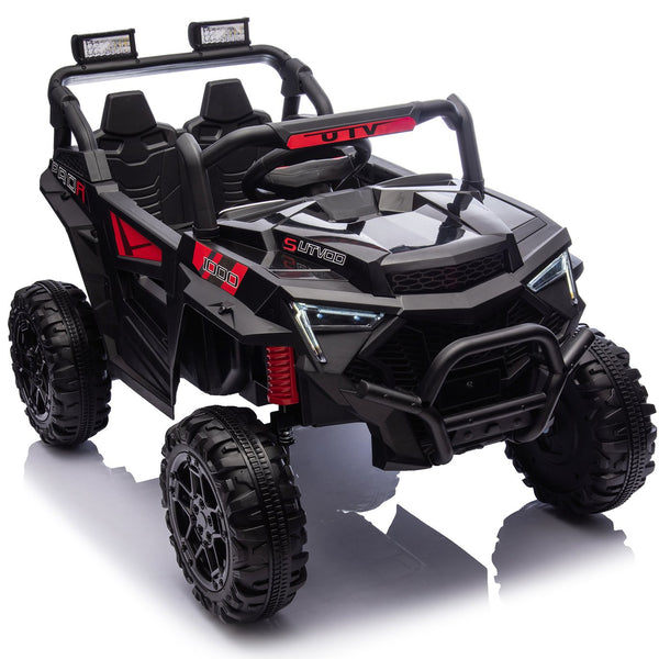 English Elm 24v 400w Kids Electric Utv Ride on with Remote Bluetooth Led Suspension Cockpit Black W1578P284295