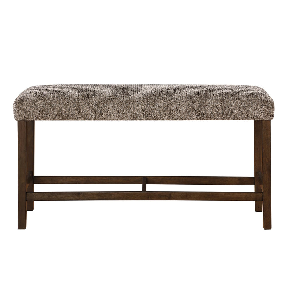 English Elm Marcello Brown Bar Bench with Fabric Upholstery, Solid Wood & MDF, Contemporary Block Legs Design B201P409512