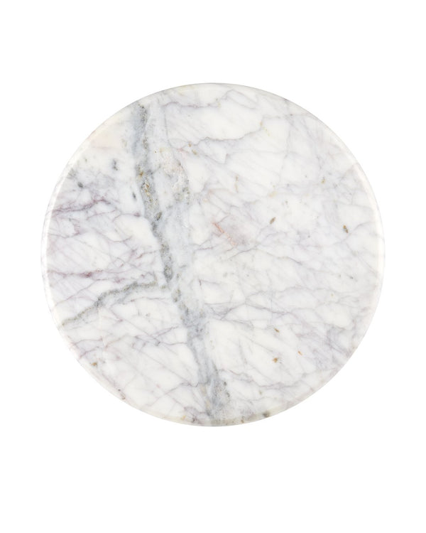 Currey & Company Passementerie White Marble Drinks Table - Elegant Sculptural Design With Unique Purple Veining White Banswara Marble 3000-0323-currey-company