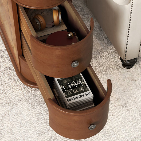 English Elm End Table With Built-In Charging Station & Storage Drawers - Fully Assembled, No Assembly Needed! W2593P289124