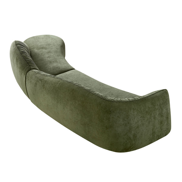 English Elm 145.67'' Mid-Century Green Upholstered Sofa With Right-Facing Chaise For Stylish Living Spaces & Comfort W876S00323