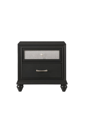 English Elm Luxury Black Glam Nightstand with 2 Drawers, Glitter Top Accent, Bar Handles, Solid Wood 26.4"x17.3"x25.6" B011P234281