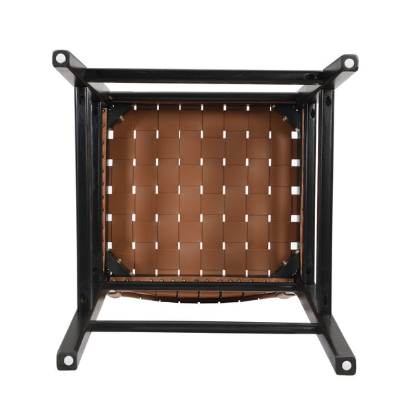 English Elm Christopher Knight Home® - 24.25'' 24.25" Classic Counter Stools Set of 2 Brown PU with Braided Leather Back & Rubberwood Legs, 24.25" 74690.00BRN
