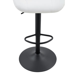 English Elm Set of 2 Tufted Pu Swivel Barstools Adjustable Height White Cushioned Kitchen Seating W3875P382614