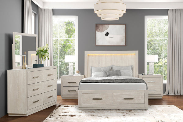 English Elm Transitional Oak Veneer Nightstand with Dovetail Drawers and Light Gray Finish B2741P435888