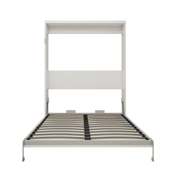 English Elm Multifunctional Queen Murphy Wall Bed with Hydraulic Soft Close and Solid Wood Slat Support W5290S00004