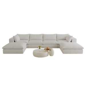 English Elm 157.6"Cloud 157.6" Cloud Sofa - Luxurious Modular Corduroy Couch, No Assembly, Customizable For Living Spaces & More W2824S00098