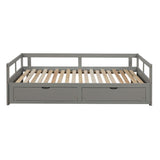 Hearth and Haven Fable Extendable Daybed with 2 Drawers and Wood Frame, Grey WF194973AAE