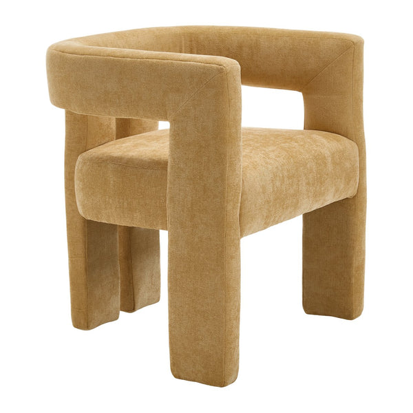 English Elm United We Win Chenille Barrel Accent Armchairs Set of Two for Living Room Dining Yellow W1568P389274