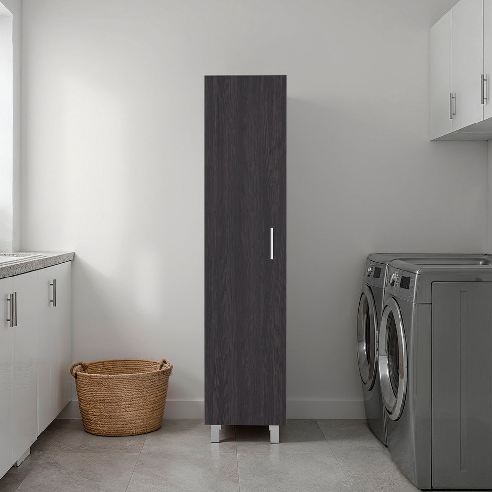 English Elm Vintro Tall Single Door Storage Cabinet with Metal Legs and Four Interior Shelves Black B070P487580