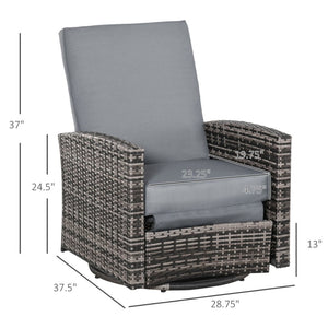 English Elm Outsunny Outdoor Wicker Swivel Recliner Chair With Water-Resistant Cushions, 360° Comfort & Style W2225P229357-GIGA