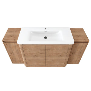 English Elm 64'' Freestanding Bathroom Vanity Oak Melamine Plywood with Ceramic Sink Soft Close W999S00515
