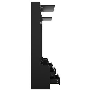 English Elm 4-in-1 Hall Tree with Bench, 7 Hooks, 2 Cabinets & 4 Drawers for Entryway Storage and Seating Black W1580S00089