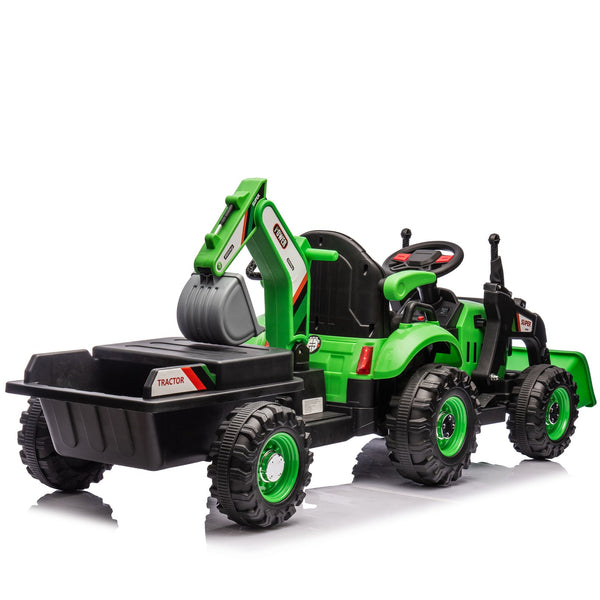 English Elm 24v Kids Electric Tractor with Swappable Construction Attachments and Parent Remote W1578P230013