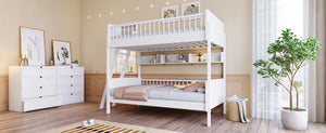 English Elm Twin Over Solid Wood Bunk Bed with Built in Shelves and Reversible Ladder N7090002224K