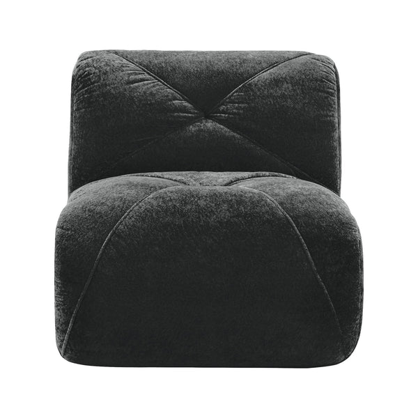 English Elm Armless Modular Cloud Sofa Plush Velvet Tufted Cushions for Modern Living Rooms Black W714P387042