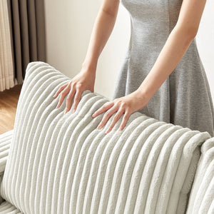 English Elm 71" Plush Corduroy Sofa with Hidden Armrest Storage, USB Charging Port, Solid Wood Frame Comfort White W3817P375150