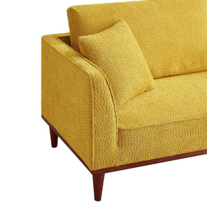 English Elm Indoor Boucle Chaise Lounge with Detachable Ottoman Convertible Daybed Bedroom Reading Nook Yellow W5515P438684