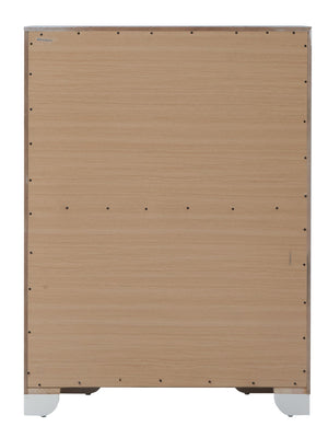 English Elm Sleek White Contemporary Storage Chest 58"H x 32"W x 21"D - Silver Champagne Finish, No Setup Needed B078108444