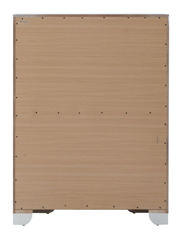 English Elm Sleek White Contemporary Storage Chest 58"H x 32"W x 21"D - Silver Champagne Finish, No Setup Needed B078108444