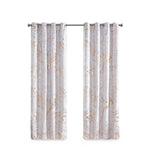 Intelligent Design Rebecca Modern/Contemporary Grommet Top Printed Marble Metallic Total Blackout Curtain ID40-1982 Blush/Gold