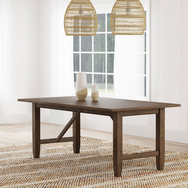 English Elm Jamie Trestle Base Mahogany Veneer Extendable Dining Table for Farmhouse Rooms B062P447822