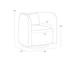 Sunpan Emilie Swivel Lounge Chair - Luxurious Nubuck Caramel Leather & Solid Oak Base for Ultimate Comfort