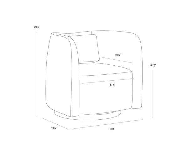 Sunpan Emilie Swivel Lounge Chair - Luxurious Nubuck Caramel Leather & Solid Oak Base for Ultimate Comfort