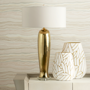 Parable Gold Table Lamp – Elegant Contemporary Design with Crystal Base & Handcrafted Ceramic Finish