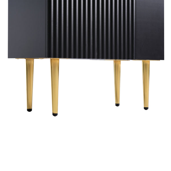 English Elm 21.6" Black Modern Bathroom Vanity with Ceramic Sink, Right Side Storage, Gold Legs & Soft-Close Doors SV000006AAB