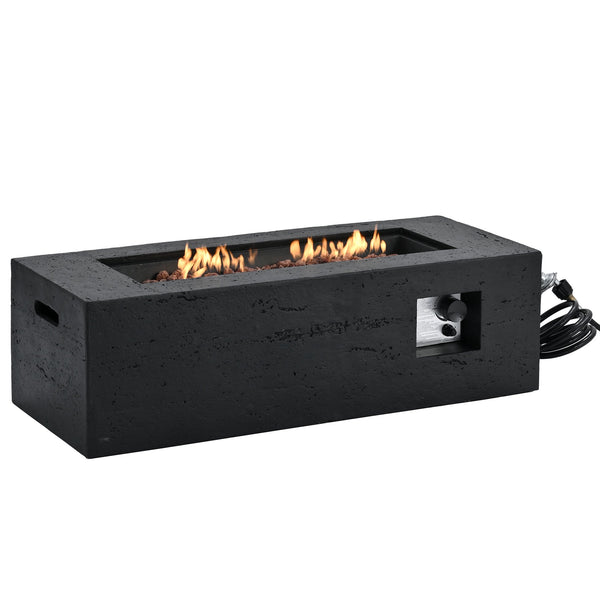English Elm U_style Rectangular Mgo Propane Fire Pit Set with Tank Cover Table for Patios WY000500AAB