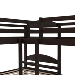 English Elm Twin L-shaped Mission Bunk with Trundle Sleeps Five Solid Pine Kids Room Bed LT000024AAP-1