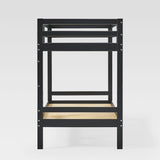 Simple Solid Wood Twin Over Twin Bunk Bed Solid Black SOPB3HBLWP Walker Edison