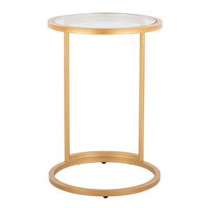 English Elm Round Zenn End Table - Elegant Gold Metal Frame With Clear Glass Top, Perfect For Modern Spaces B202P223394-GIGA