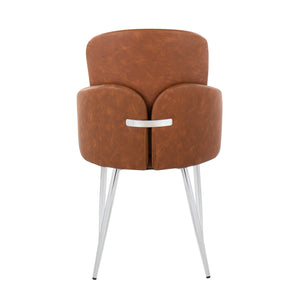 English Elm Dahlia Modern Dining Chair Set Of 2 In Camel Faux Leather & Chrome Metal For Stylish Interiors B202S01198