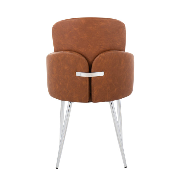 English Elm Dahlia Modern Dining Chair Set Of 2 In Camel Faux Leather & Chrome Metal For Stylish Interiors B202S01198